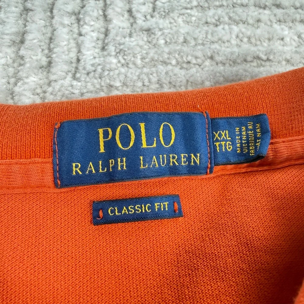 Polo Ralph Lauren Polo Shirt Men XXL Orange Classic Fit Cotton Preppy Golf Fratt